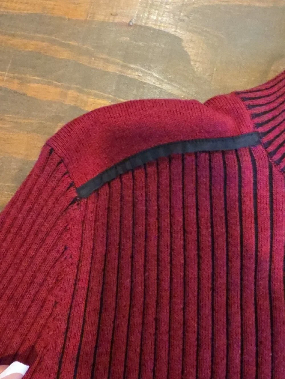 INC International Concepts Women's Ribbed Maroon Button-Trim Sweater